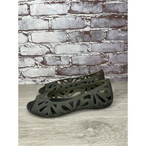 Crocs Isabella Black Jelly Ballet Peep Toe Cut Out Sandals Women Sz 10M US/41EU